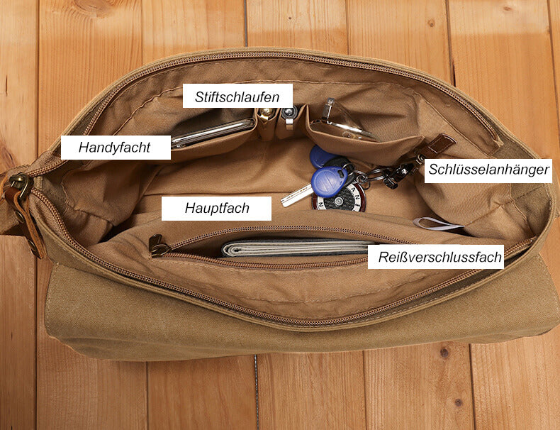 retro Umhängetasche Herren aus Canvas für Uni und Freizeit