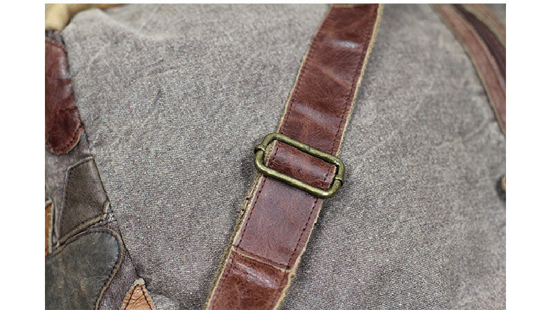 Retro Damen Rucksack aus Leder und Canvas Vintage für Alltag