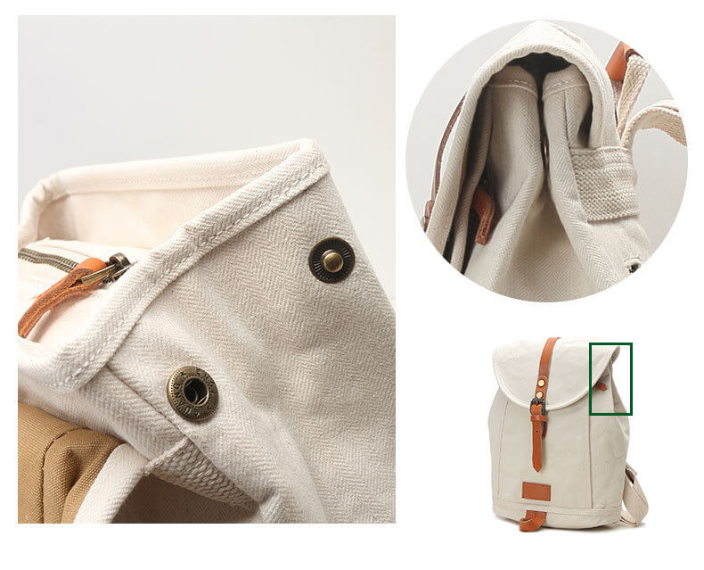 Retro Damen Rucksack Canvas Vintage Din A4 für Uni