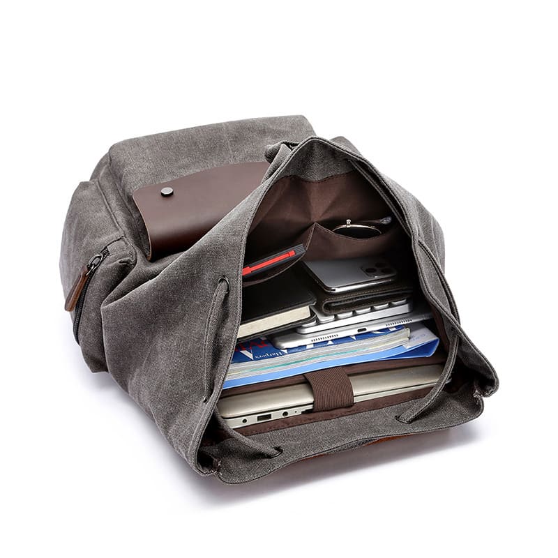 retro großer Herren Rucksack Canvas Backpack Segeltuch für Reisen und Uni