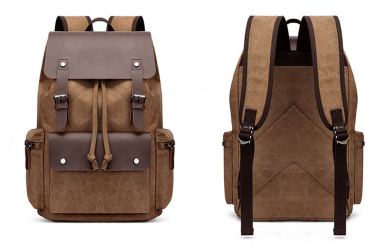retro großer Herren Rucksack Canvas Backpack Segeltuch für Reisen und Uni