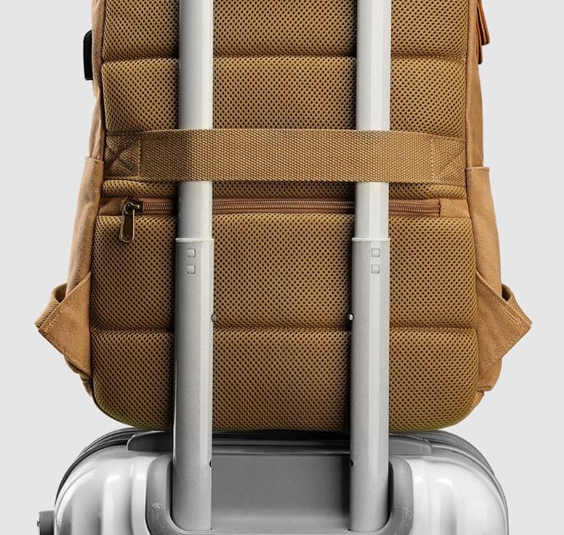 Retro Herren Rucksack Canvas Backpack mit Laptopfach für Reisen und Uni