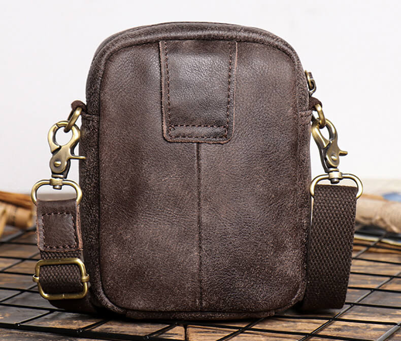 Retro Hüfttasche Herren Leder Gürteltasche Vintage kleine Umhängetasche