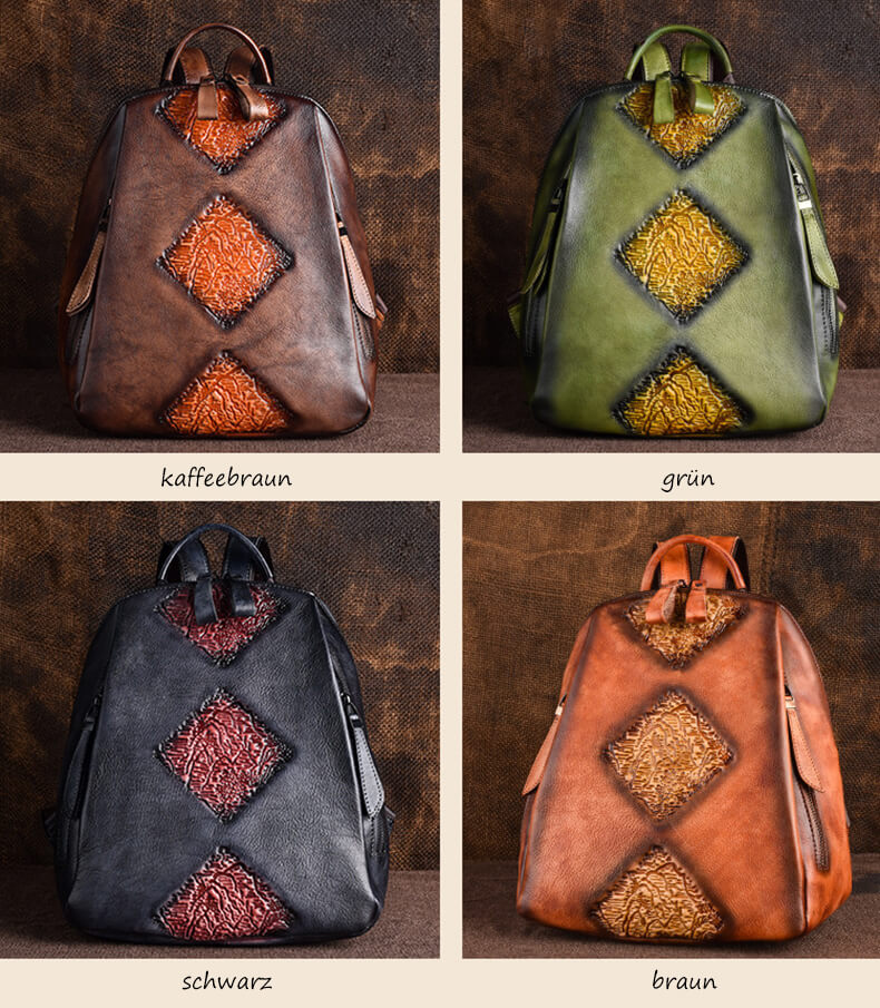 Retro Vintage Rucksack Damen Leder für Reisen und Alltag in 4 Farben