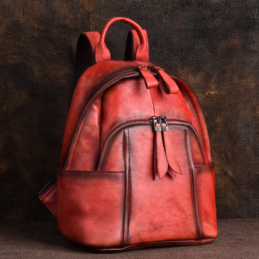  rucksack damen leder rot