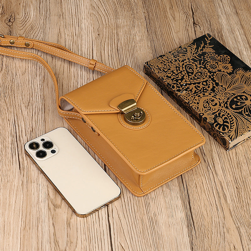 schöne kleine Umhängetasche Damen aus Leder Vintage Handytasche