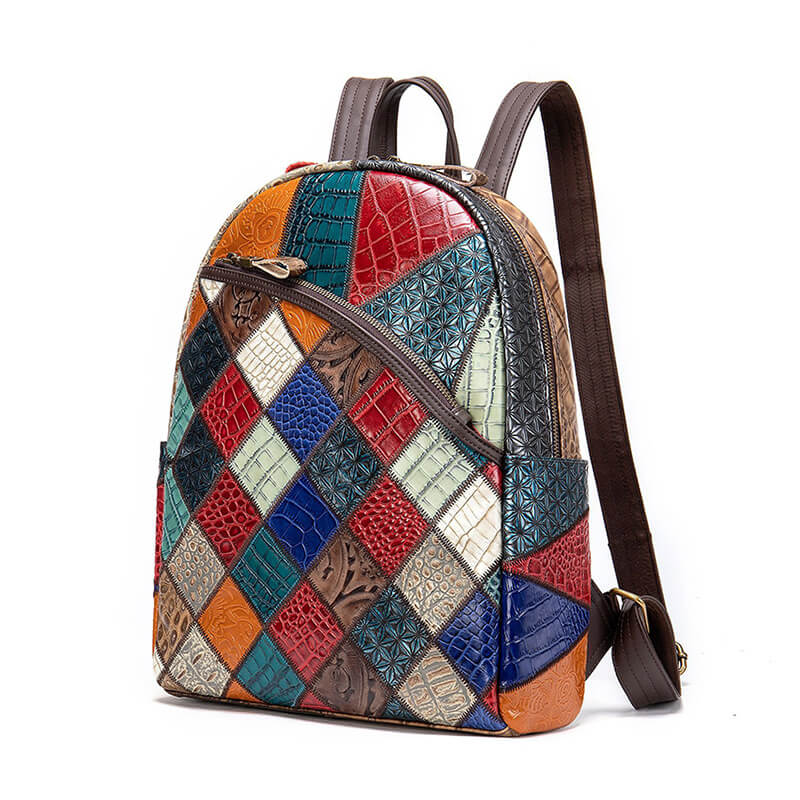 patchwork rucksack leder