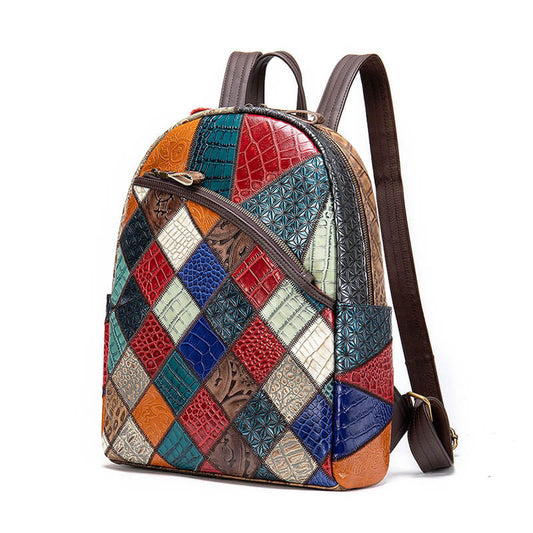 patchwork rucksack leder