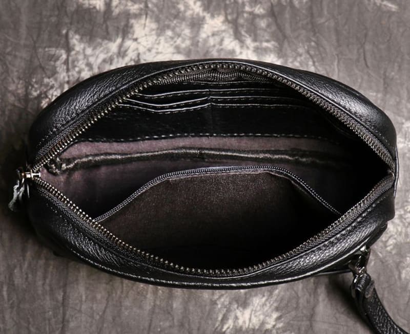 schwarz Handgelenk Clutch Leder Handtasche Herren mit Kartenfächern