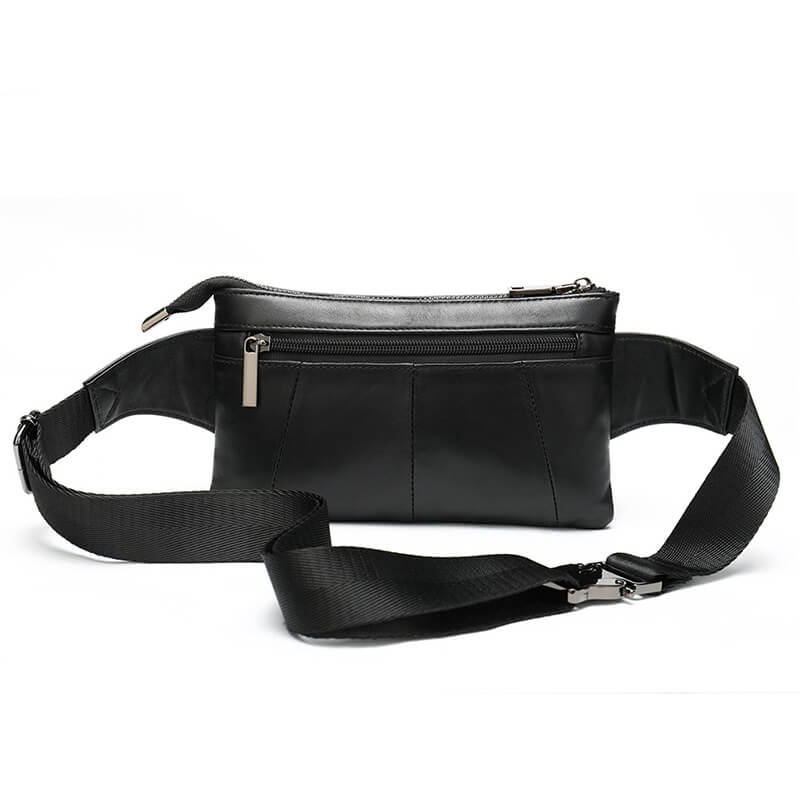 schwarze Hüfttasche weiches Leder Gürteltasche für Herren Schultertasche Brusttasche Männer