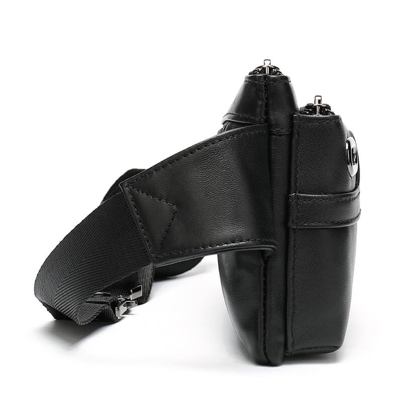 schwarze Hüfttasche weiches Leder Gürteltasche für Herren Schultertasche Brusttasche Männer