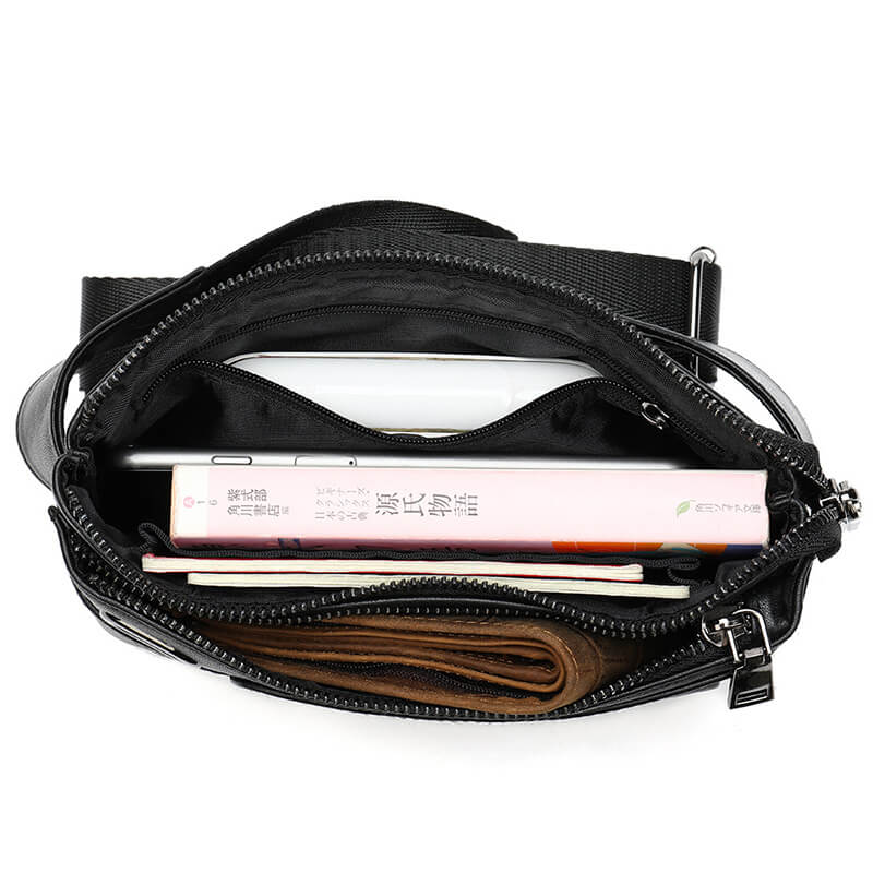 schwarze Hüfttasche weiches Leder Gürteltasche für Herren Schultertasche Brusttasche Männer
