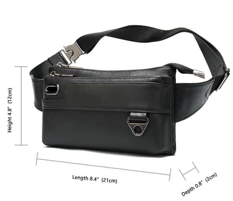 schwarze Hüfttasche weiches Leder Gürteltasche für Herren Schultertasche Brusttasche Männer
