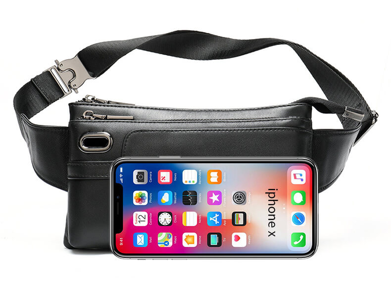 schwarze Hüfttasche weiches Leder Gürteltasche für Herren Schultertasche Brusttasche Männer