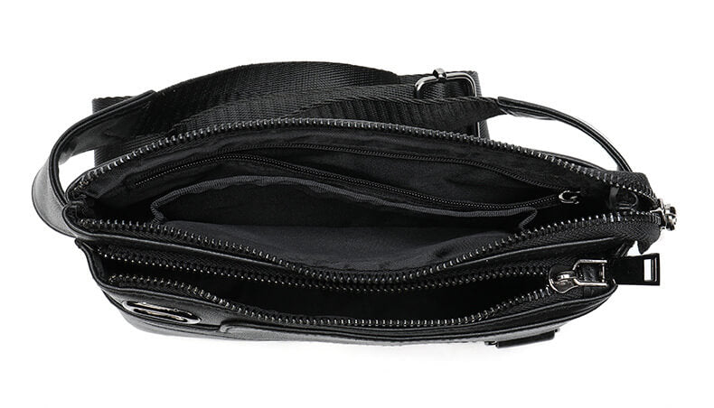 schwarze Hüfttasche weiches Leder Gürteltasche für Herren Schultertasche Brusttasche Männer