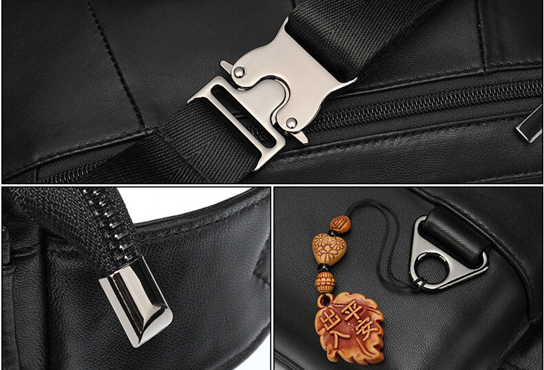 schwarze Hüfttasche weiches Leder Gürteltasche für Herren Schultertasche Brusttasche Männer
