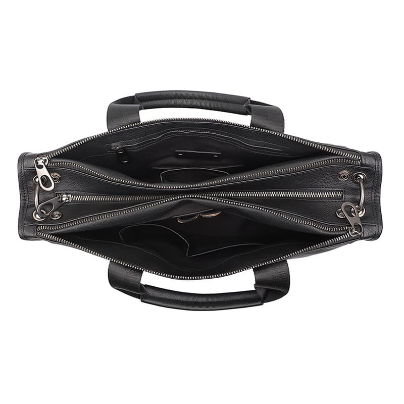 schwarze Umhängetasche Herren Leder Businesstasche Aktentasche Handtasche geflochten