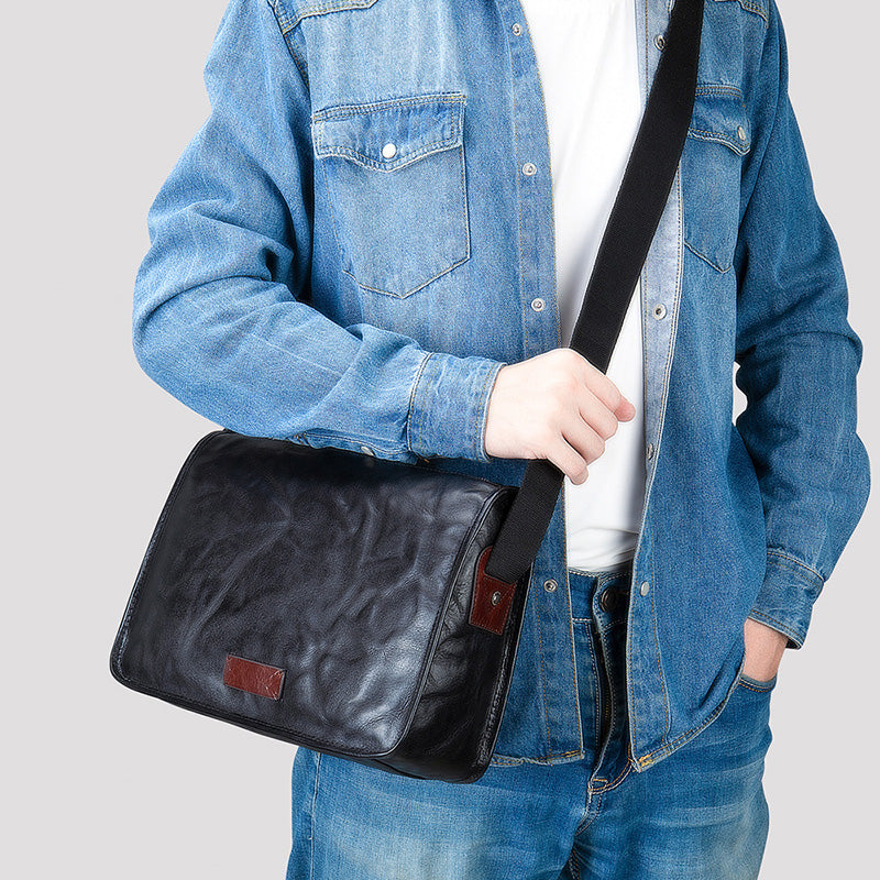umhängetasche herren leder schwarz