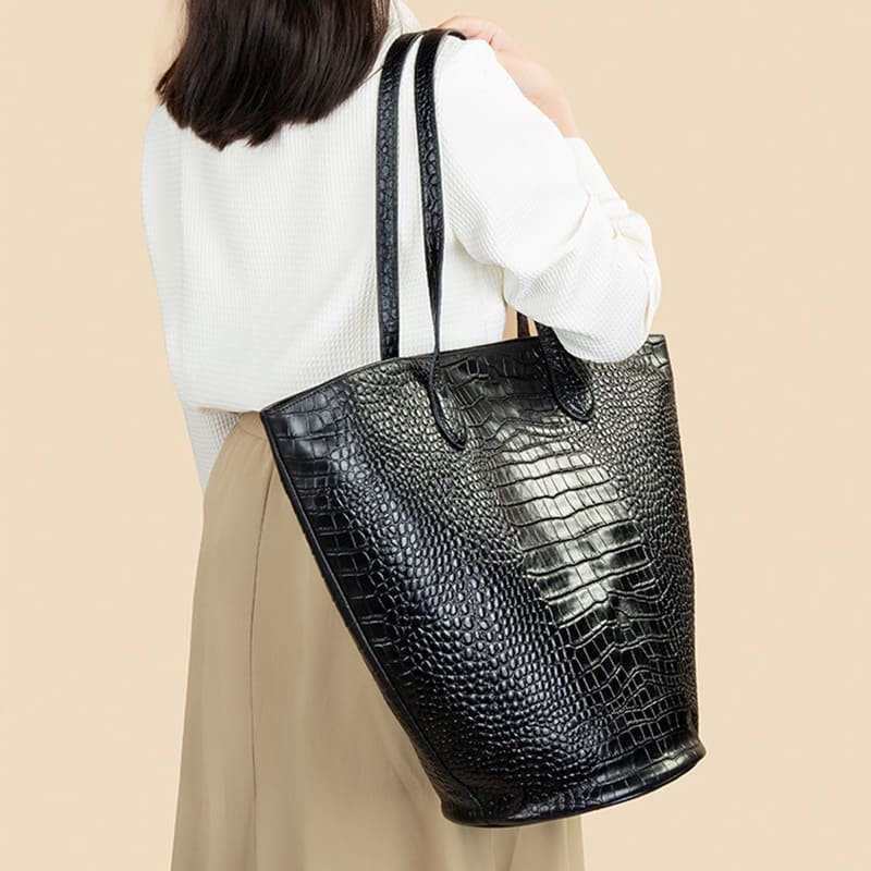 tote bag schwarz leder