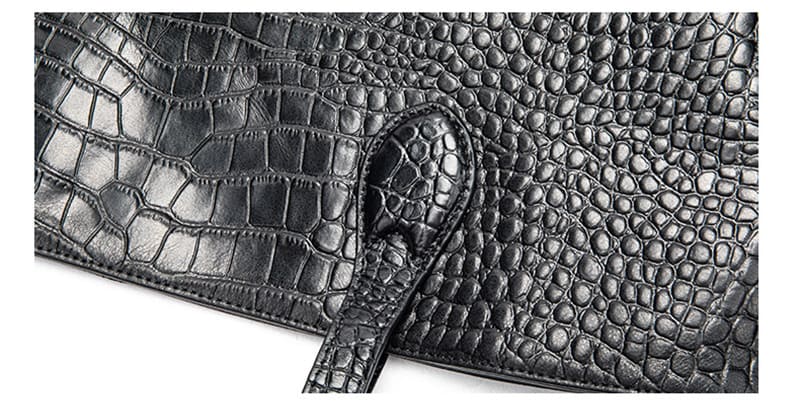 schwarze große Schultertasche Leder Kroko-Optik Tote Bag