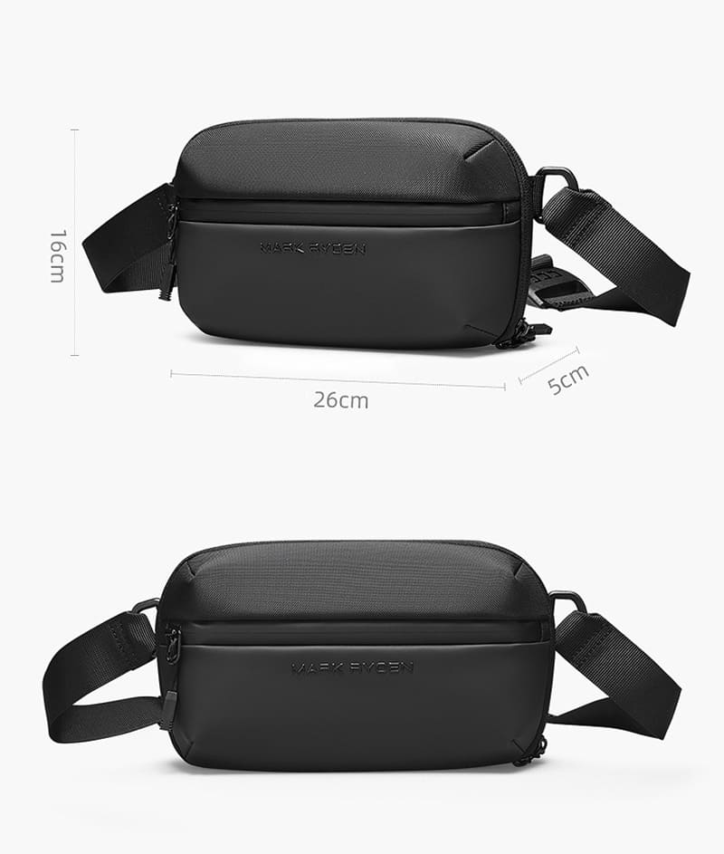 schwarze wasserdichte Brusttasche Umhängetasche Herren Oxford sportlich Brustbeutel