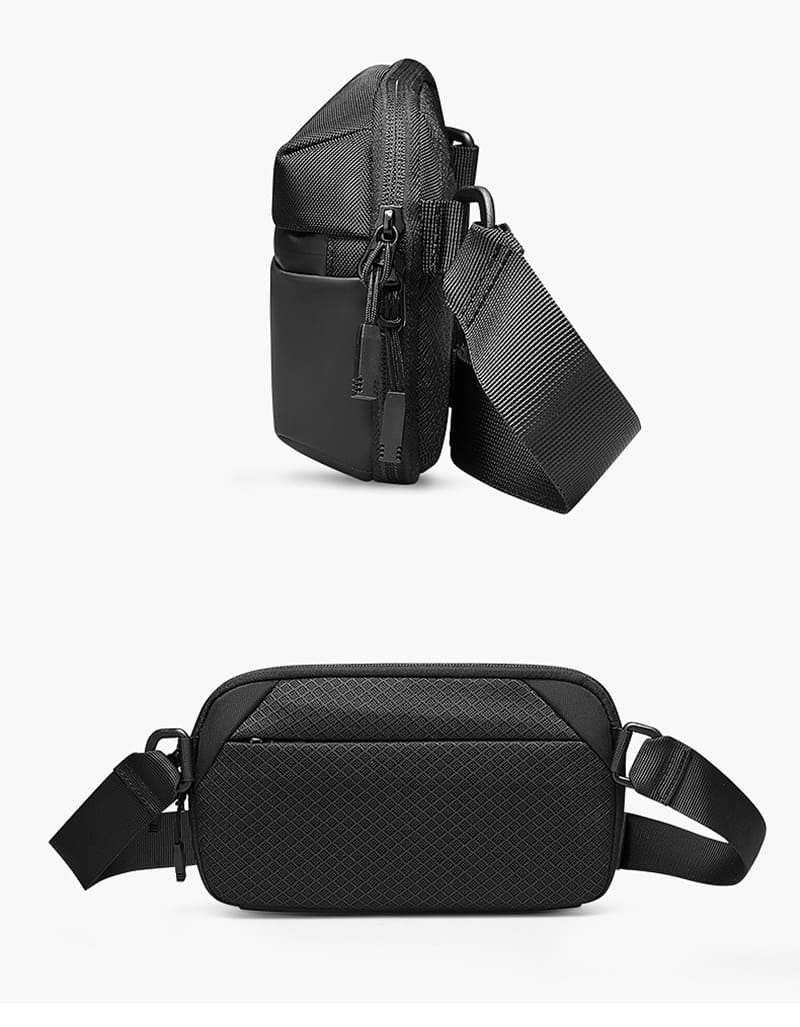 schwarze wasserdichte Brusttasche Umhängetasche Herren Oxford sportlich Brustbeutel