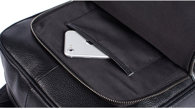 schwarzer Business Rucksack Leder Herren große Laptoptasche Businessrucksack