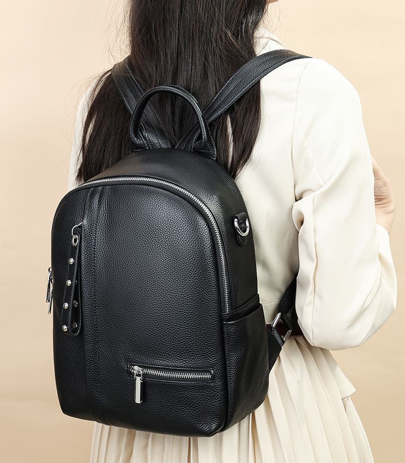 rucksack leder damen schwarz