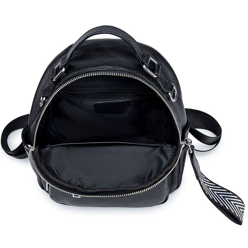 schwarzer kleiner Rucksack Schultertasche Damen Kombi 2 in 1 aus Leder für Alltag