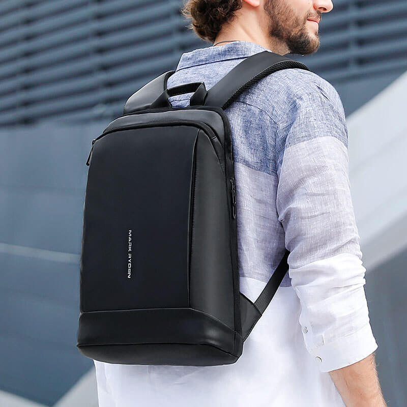 schwarzer Rucksack Herren mit Laptopfach Oxford Laptoptasche wasserdicht