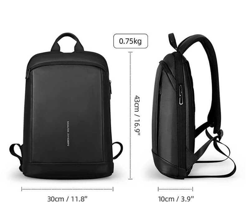 schwarzer Rucksack Herren mit Laptopfach Oxford Laptoptasche wasserdicht