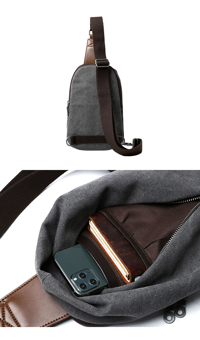Segeltuch Brustbeutel Herren Umhängetasche Brusttasche Canvas