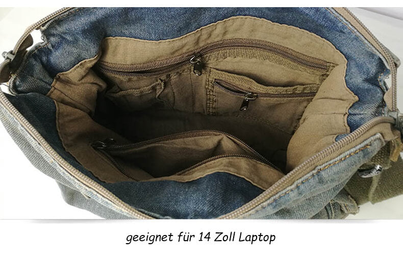 strapazierfähige Umhängetasche Herren Jeans mit Reißverschluss