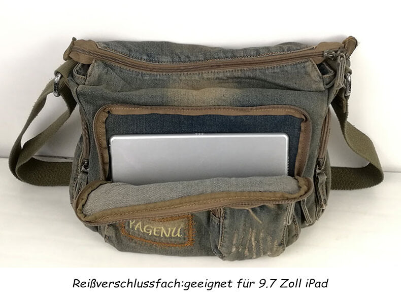 strapazierfähige Umhängetasche Herren Jeans mit Reißverschluss