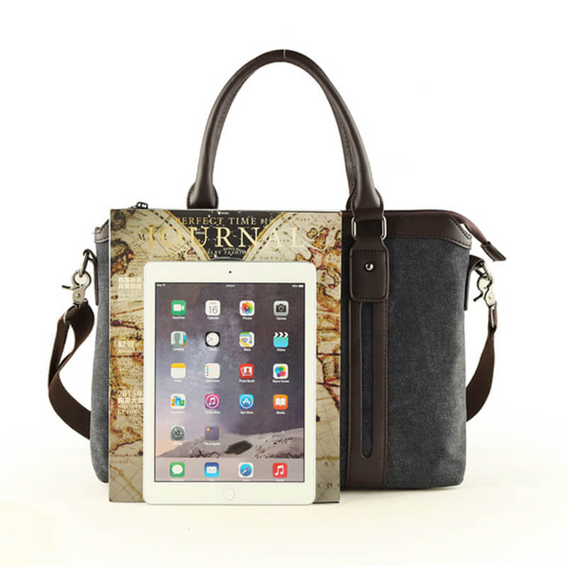 Umhängetasche Canvas Herren braun Laptoptasche 14 Zoll Businesstasche Handtasche