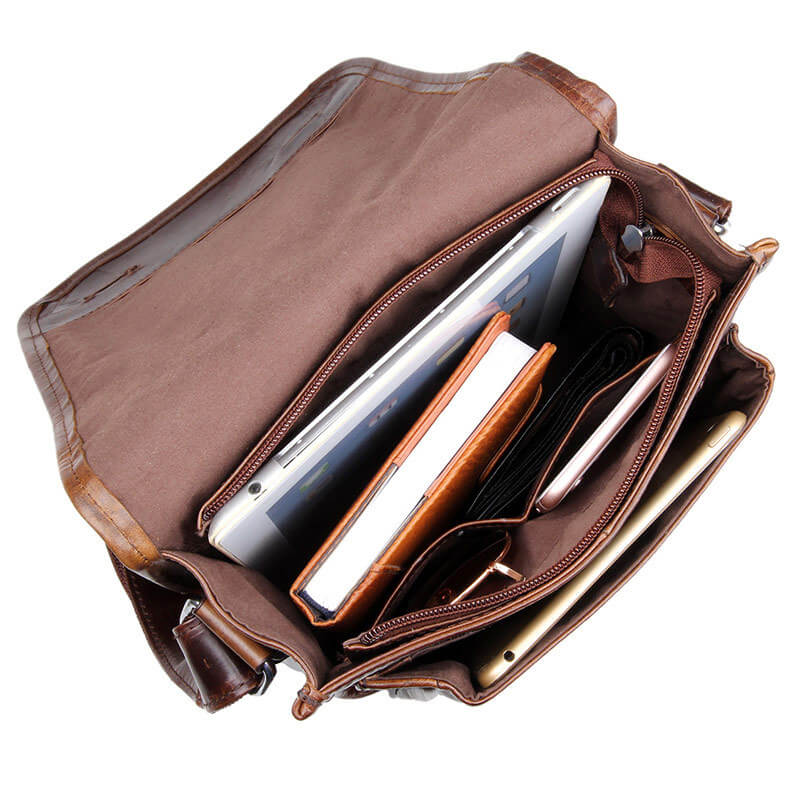 Umhängetasche Herren Leder Vintage für Business Hochformat