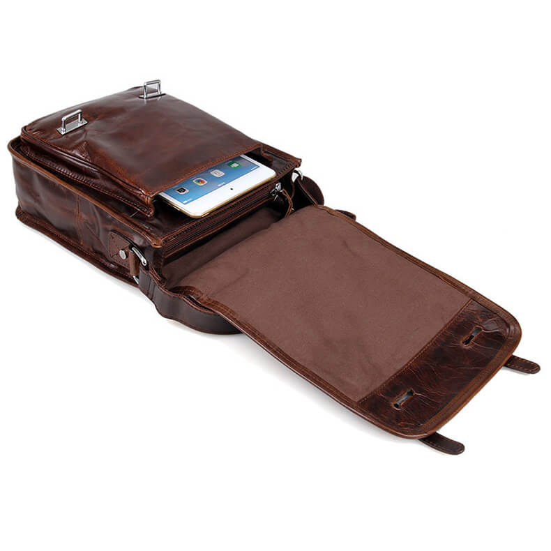 Umhängetasche Herren Leder Vintage für Business Hochformat