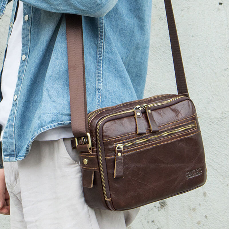 umhängetasche herren leder braun vintage