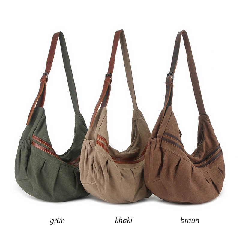 Umhängetasche Unisex groß Crossbody bag für Herren und Damen aus Canvas Vintage