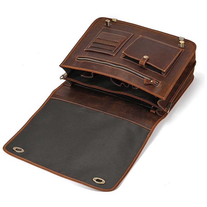 Vintage Aktentasche Herren Crazy Horse Leder Umhängetasche Männer Handtasche Businesstasche