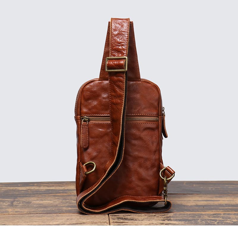 Vintage Brustbeutel Leder für Männer Brusttasche Herren Umhängen