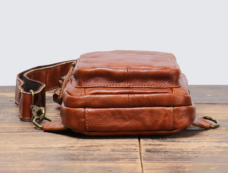 Vintage Brustbeutel Leder für Männer Brusttasche Herren Umhängen