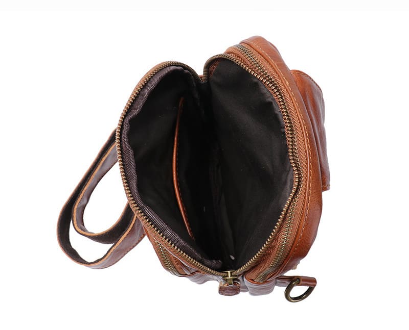 Vintage Brustbeutel Leder für Männer Brusttasche Herren Umhängen