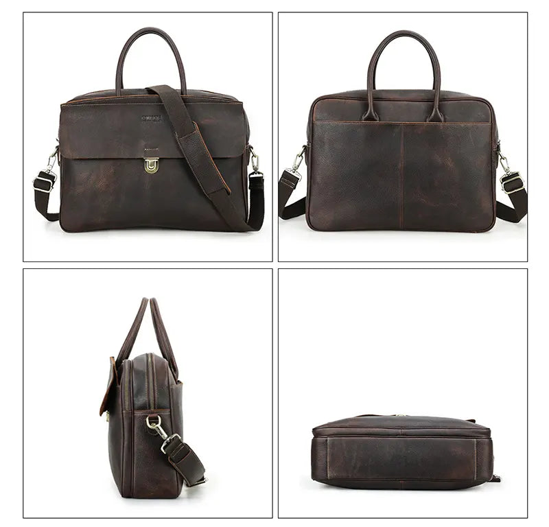 Vintage Businesstasche Herren Leder braun Handtasche Umhängetasche Laptopfach