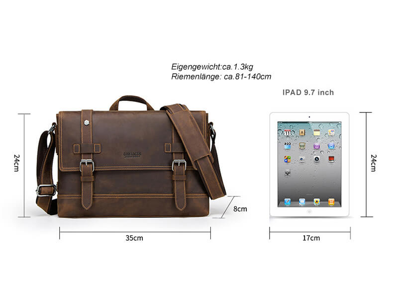Vintage Businesstasche Herren Leder braune Aktentasche für Arbeit