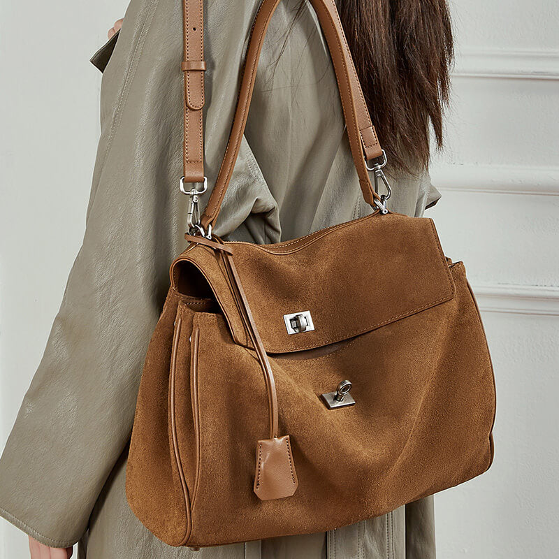 handtasche veloursleder braun