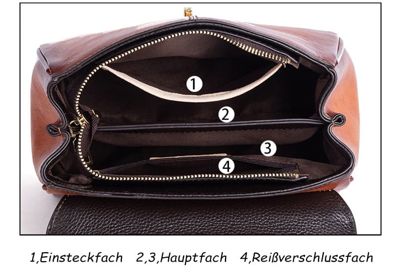 Vintage Damen kleine Umhängetasche Leder Handtasche mit Prägung