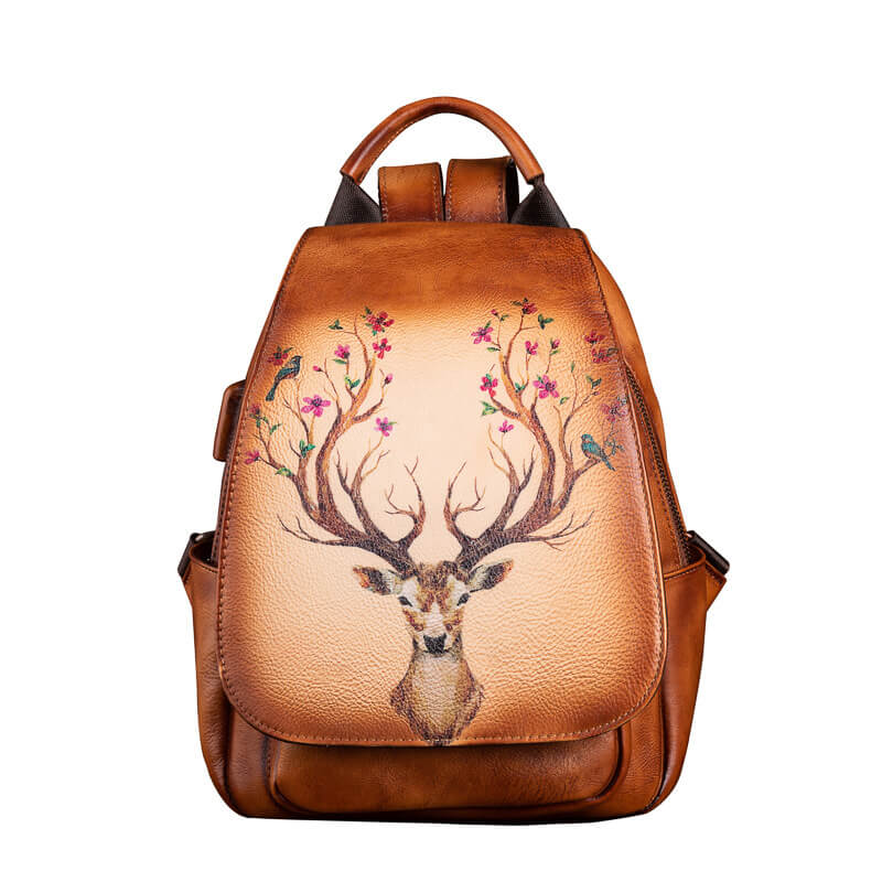 rucksack damen braun leder