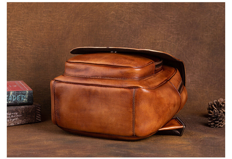 Vintage Damen Rucksack retro aus Leder für Alltag mit Hirsch