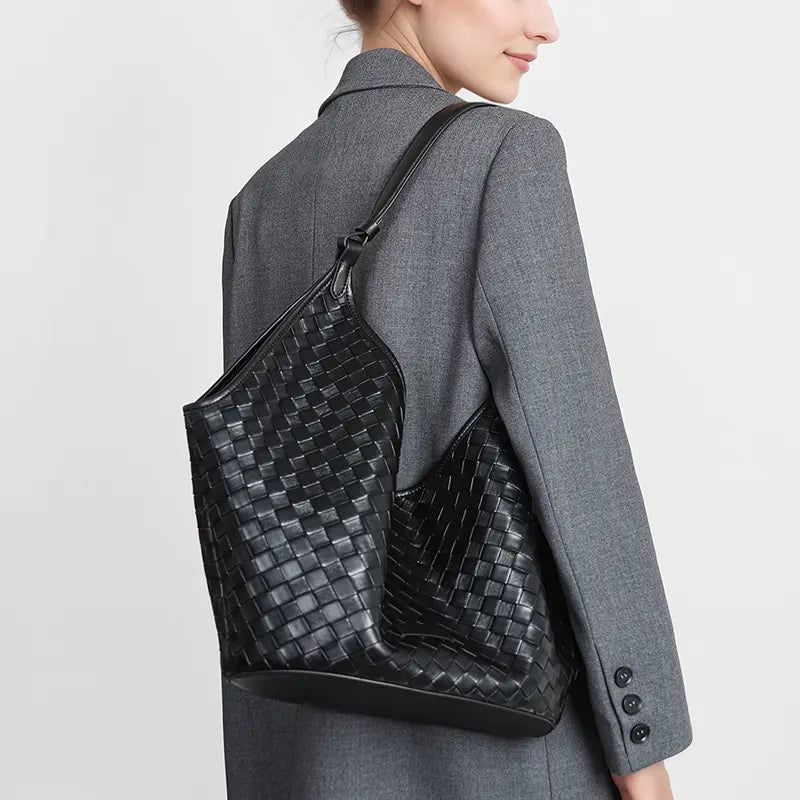 schultertasche geflochten leder
